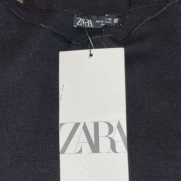 ZARA Black Cotton Blend Funnel Neck Long Sleeve Sweater - New with Tags - M - Picture 7 of 10